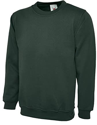 Pull classique uni à col ras du cou, vert bouteille, XXL