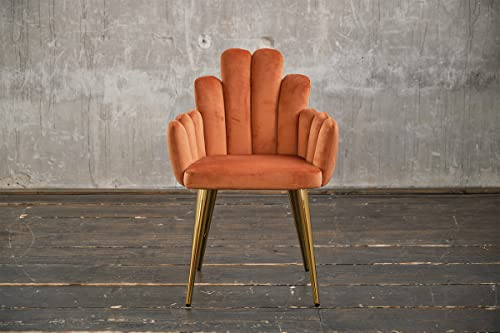 KAWOLA - Stuhl Freja - Velvet Bezug und Metallgestell, Modernes Esszimmer- und Bürodesign, Komfortabel Gepolsterte Rückenlehne - Kupfer, Metall