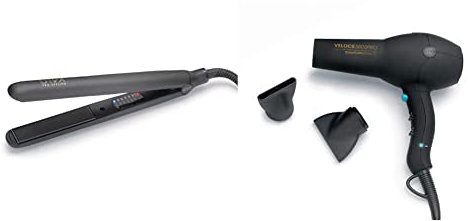 Diva Pro Styling Digital Straightener and Styler Onyx & Edit Veloce 3800 Pro Dryer Black 2200 W Professional Hairdryer with Ionic Conditioning