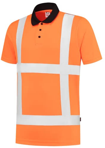 Tricorp 203006 Safety EN ISO 20471 Birdseye Poloshirt, 50% Polyester/50% Polyester, CoolDry, 180g/m², Fluororange, Größe XL