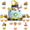 Engineering Vehicle Cake Toppers for Boys,17Pcs Excavator Happy Birthday Cake Toppers,Boys Engineering Vehicle Birthday Cake Decorations Cupcake Toppers for Kids Boy Car Theme Birthday Party Supplies