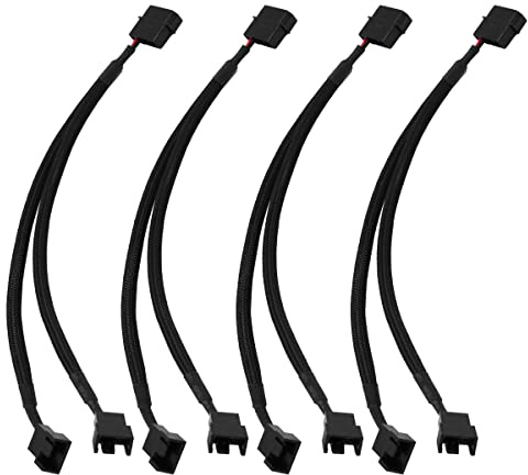 VOANZO 4PCS GPU Fan Adapter Fan Extension Cable 1 To 2 Way Fan Splitter For CPU Cooler Case Fan 4-Pin & 3-Pin Fan Cooling