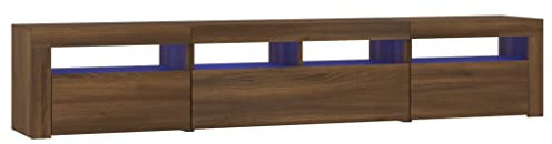 vidaXL Mobile Porta TV con Luci LED Rovere Marrone 210x35x40 cm