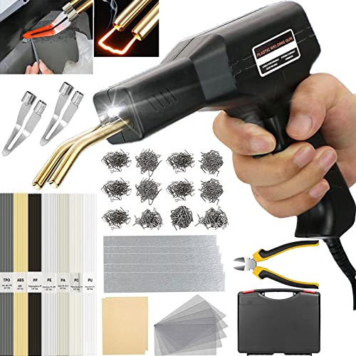 150W Kunststoff Schweißen Kit, 2 in1 Kunststoff Schweißen Auto Stoßer Reparatur Kit mit 2Pcs Glätten Werkzeug, 800pcs 6 Arten Hot Staples, 56pcs 7 Arten Kunststoff Schweißen Rods, Kunststoff Schweißen