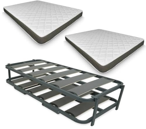 Duérmete Online - Cama Completa con 2 Colchones Visco Fresh (Cara Invierno/Verano) + Cama Nido Reforzada, 90 x 190