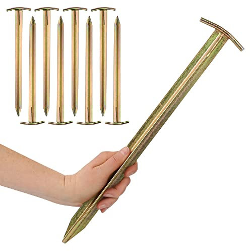 your GEAR Zeltheringe Set TT 400 aus Stahl - Robuste Erdnägel für Zelt & Pavillon, 8 Stück T-Profil Erdanker 400mm - Bodenanker - Campingzubehör