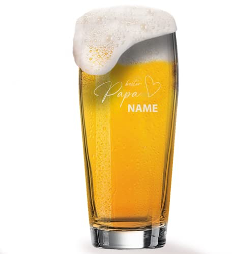 GRAVURMACHER® Bierglas mit Gravur - Willi Becher 0,5l - Für den besten Papa der Welt - Geschenk zum Vatertag - Geburtstagsgeschenk als Mann (Vatertag Motiv 09)