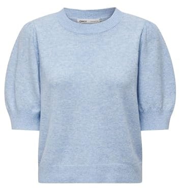 ONLY Damen Onlrica Life 2/4 Pullover KNT Noos Strickpullover 15318551 ,Little Boy Blue/Detail:w. Melange ,XL
