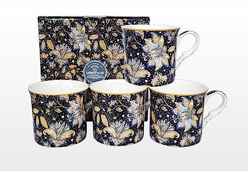 heritage FINE Bone China Set of 4 Mugs Gift Boxed Moonlight Mugs Free UK DELIVERY
