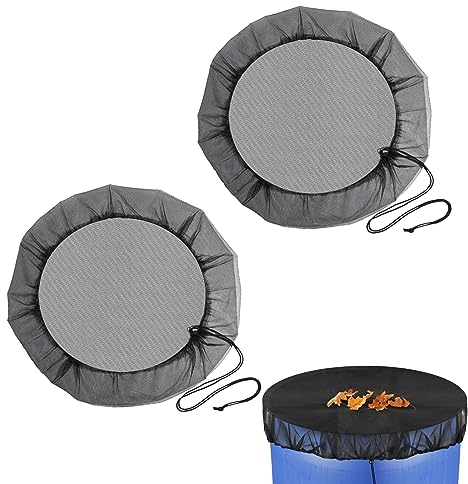 badaren Regentonnen Netz, 2 Stück Regentonnennetz mit Gummizug, Netz Regentonne, verstellbares Deckel für Regentonne, Regentonne Abdeckung für Laub, Mücken, Mosquitos, Kleintiere-95 cm Durchmesser