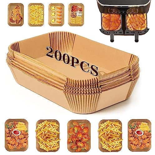 Update Large Dual Air Fryer Accessories for Ninja AF300UK AF400UK (Disposable Parchment Paper Liners, 21 * 14 * 5cm)