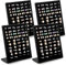 Hiceeden 4 Pack Velvet Ring Display Stand, 50 Slots Ring Organizer Jewelry Display Tray, L-Shaped Ring Holder Display for Selling Earrings Rings, Black