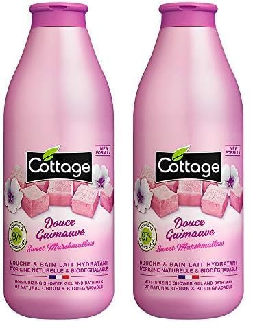 Cottage - Duschbad Und Feuchtigkeitsmilch - Süßer Marshmallow - 97% Natürliche Zutaten - 1 Einheit - 750 Ml (Packung mit 2)
