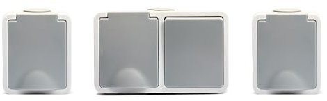 MC POWER Feuchtraum Schalter Steckdosen Set | 1x Kombi Schalter Steckdose horizontal + 2x Einszelsteckdose | Fix Heizkeller | IP54 Steckdose Lichtschalter mit Steckanschluss grau