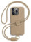 WIIUKA Hülle für iPhone 15 Pro, Leder aus Deutschland, Lederhülle Handykette, Premium Handyhülle, Case, Kette Band Umhängen, Beige