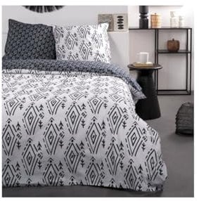 TODAY Sunshine Bettwäsche, wendbar, aus Baumwolle, Ethno-Motiv, Weiß/Schwarz, 240 x 260 cm