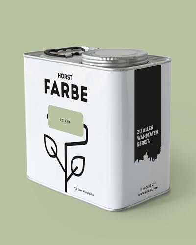 HORST Wandfarbe Pistazie 10L - Hochwertige Innen-Farbe - Hohe Deckkraft & Schnelltrocknend - Geruchsneutral - Spritz- & Tropffrei - 100% Natürlich - Grün