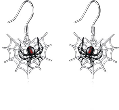 YFN Spinnen Ohrringe Sterling Silber Spinnennetz Hängend Spinnen Schmuck für Frauen Mädchen Gothic Schmuck Geschenke für Halloween