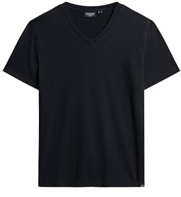 Superdry Herren T-Shirt aus Flammgarn mit V-Ausschnitt Finster Marineblau M