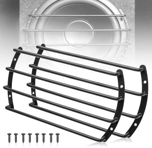 NuIth 10 Inch Metal Subwoofer Grill, 4 bar Audio Speaker Grill Cover Protector, 10 Inch Black Car Bar Grille Sub Grill Cover, 10 Inch 4 Bar 2PCS