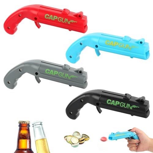 NVIYAM 4 Pièces Ouvre-bouteille, Cap Gun Ouvre Bouteilles de Bière, Ouvre Bouteille de Pistolet, Jouet pour Bar Fête pour la fête à la maison, barbecue en plein air