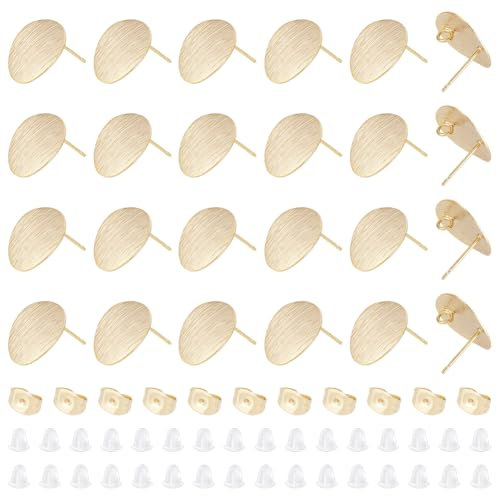 UNICRAFTALE 24 Stück 18 Karat Vergoldete Ohrstecker Beschläge Flache Runde Ohrstecker Mit Ohrmuttern DIY Ohrstecker Ohrringe Selber Machen Für Die Herstellung von DIY Ohrringen Und Schmuck