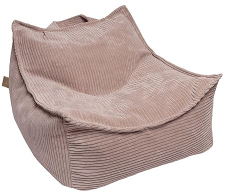 MEOWBABY Pouf Chambre Enfant - Fauteuil Poire Confortable et Léger - Pouf Poire Ergonomique pour Lecture et Jeu - Siège Douillet pour Fille et Garçon avec Remplissage de Billes, Côtelé, Rose Poudré
