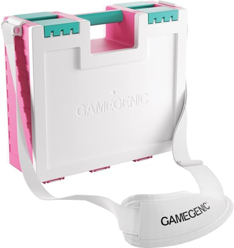 Gamegenic, Game Castle Pink/White/Teal, Aufbewahrungstasche für Karten und Spielzubehör mit optionalem Schultergurt