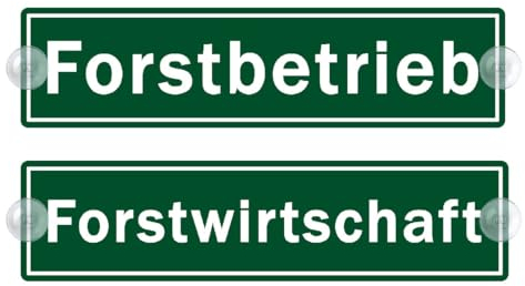 2er Saugnapfschild Set - Forstbetrieb Schild für Auto mit Saugnapf - Forstwirtschaft Autoschild aus Acrylschild - Forst Geschenke für Forstwirt Windschutzscheibe 50x200mm