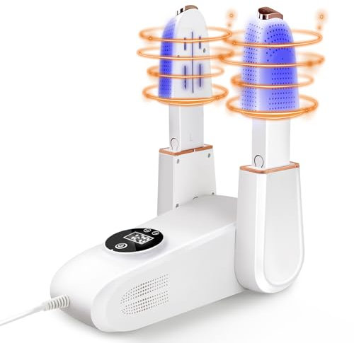 JUOIFIP Boxhandschuh Trockner, Schuhtrockner Elektrisch mit Intelligentem Timer, Faltbarem und Einziehbare Design, Schnell Trocknendem Handschuhtrockner, Beseitigt Effektiv Gerüche(EU-Stecker)