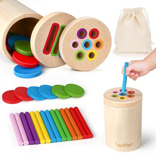 Vanplay Montessori Spielzeug ab 2 3 Jahr Sortierspiel Holzspielzeug Baby Spielzeug ab 2 Jahre Motorikspielzeug Geschenk 2 3 Jahr Junge Mädchen