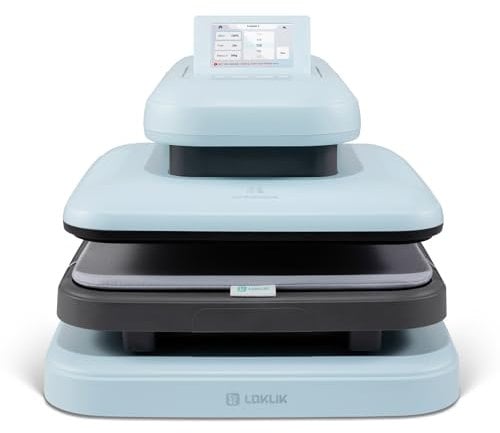 LOKLiK ImPress Auto Heat Press 2 - Presse à transfert automatique pour personnaliser des t-shirts, pulls, couvertures, serviettes, sacs et autres textiles (Bleu)