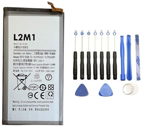 L2M1 Batteria EB-BG975ABU per Samsung Galaxy S10+ Plus SM-G975 SM-G975F SM-G975F/DS SM-G975FN SM-G975FN/DS 4100mAh 15.79Wh 3.85V con kit attrezzi cacciaviti smontaggio montaggio