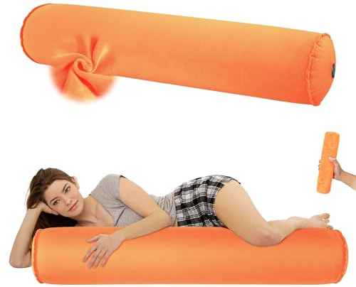 EULANT Aufblasbare Seitenschläferkissen, Leicht Körperkissen für Seitenschläfer, Langes Rundes Ganzkörperkissen,Stützkissen für Reisen, 120 * 20cm, Aufblasbar & Kompakt