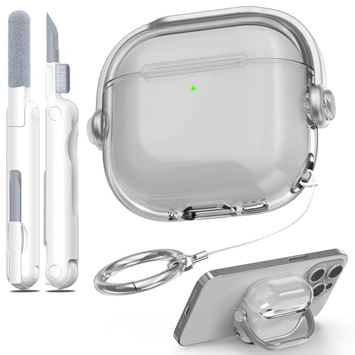 R-fun Schutzhülle für Airpods 4 mit Sicherheitsschloss und Reinigungsset, stoßfeste Schutzhülle für Musik-Headsets und Kopfhörer, kompatibel mit Airpods 4, transparent schwarz