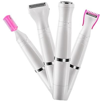 4-in-1 Elektrorasierer Damen, Weißer Abs Achselrasierer, Waschbar | Private Achselrasur, 1 Stück, Schmerzfrei, Geeignet für Wangen und Oberlippenbart