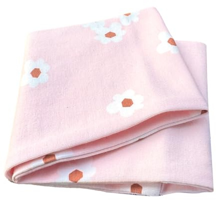 Wollhuhn ÖKO MINI Kinder Breites Elastisches Stirnband/Haarband Bequem Baumwolle (KU 48-52) 21212222 (Blumen Rosa/Weiß)