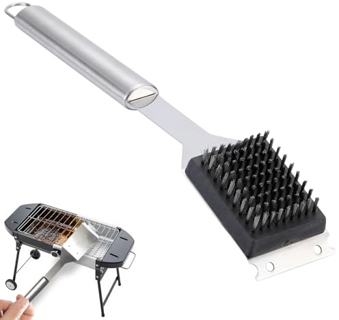 Jenshhch Edelstahl Grillbürste Profi Reinigungsbürste Mit Stahlborsten 40cm 35cm Grillzubehör Für Gussrost Gasgrill Holzkohlegrill (A)