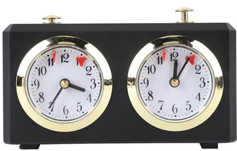 Mechanische Schachuhr Vintage Analog Wind -up Timer Große Zifferblätter für Schach GO Weiqi Wettbewerbe abs Material (Black)
