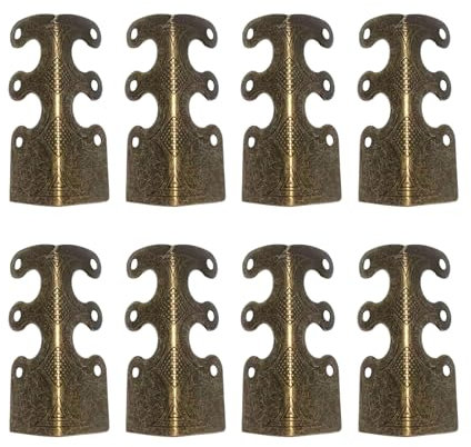 10 Pcs Vintage Metal Corner Protector - Metal Baseboard Corner Protectors, Decorative Corner Brackets Vintage Skiffers Edges Corner Guards for Home Box Furniture Wall Skirting Board Corners (Bronze)