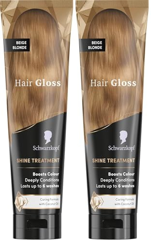 Schwarzkopf - Hair Gloss Haarfarbe – Glanzpflege – Farbauffrischung – entwirrt sofort – Temporäre Haarfarbe – pflegendes Kokosöl – Beigeblond – 150 ml (Packung mit 2)