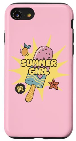 Summer Girl Crème glacée rose pastel Kawaii Beach Vibe Coque pour iPhone SE (2020) / 7 / 8