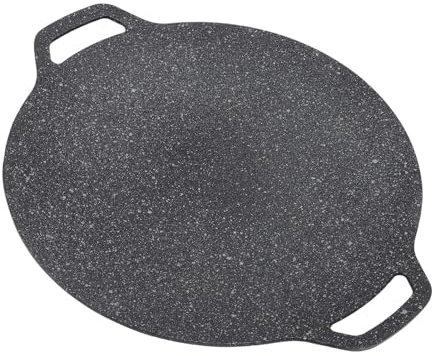 Sartén para barbacoa coreana, placa redonda con revestimiento antiadherente de 6 capas, placa redonda para barbacoa, parrilla de hierro fundido esmaltado, compatible con inducción, hornillo de gas