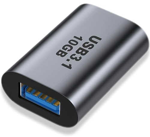 DDKCHQLT USB-A to USB-C Female Adapter, Aluminum Alloy USB 3.1 Gen 2 Double-Sided Converter, 10Gbps Data Sync & 3A Fast Charging Compatible with Laptop, Phone, PC, Hard Drive (Black 1pcs)