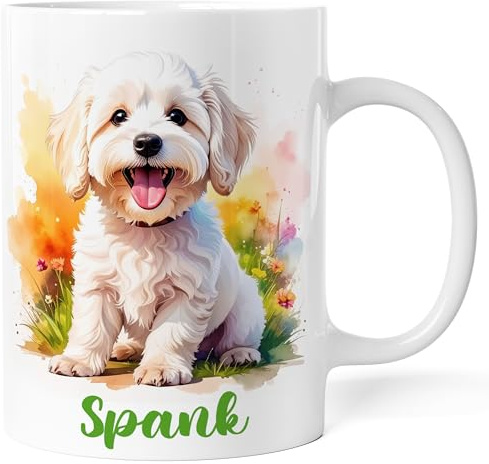 Caribu design Tazza Personalizzata con Nome e Stampa Razza Cane - Idea Regal Amanti dei Cani Padroni Cucciol Animali Domestici - Tazza Bianca o Colorata AkiLab per Natale Compleanno (Maltese)