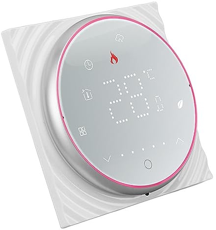 Cryfokt Smart Termostat för Pannvärmesystem Programmerbar LED-display Tunn Panel Enkel Installation för Smarta Hem (Vit)
