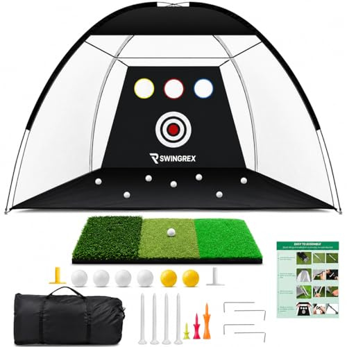 SWINGREX Golf Net 10x7ft, Golf Practice Net for Backyard, Indoor Outdoor Golf Hitting & Chipping Training Net