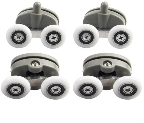 4er Set Doppel-Schmetterling Duschtür Rollen Oben Unten, Verstellbare Laufrollen für Glas 4-6mm, Räder 19/23/25/27mm x 6mm, für ersatzteile für Duschabtrennung Türen(23mm)
