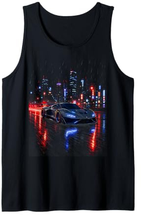 Supersportwagen City Rain Skyline, Nachtdesign Tank Top