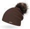 Neverless Damen Strickmütze mit Fell-Bommel, Kunstfell Winter-Mütze, Bommelmütze, braun Unisize